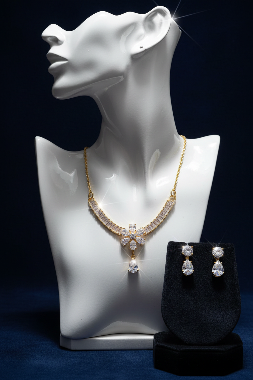 Crystal Flower Necklace Set