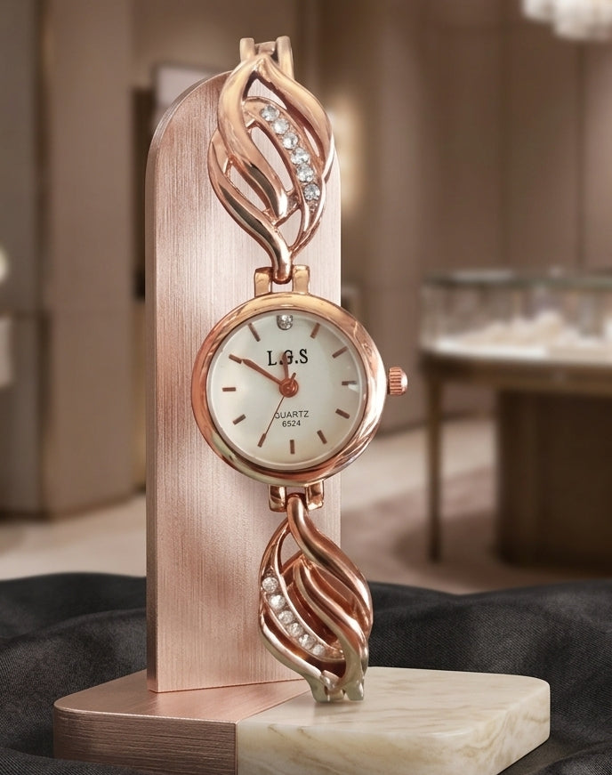 Rose Gold Crystal Bracelet Watch