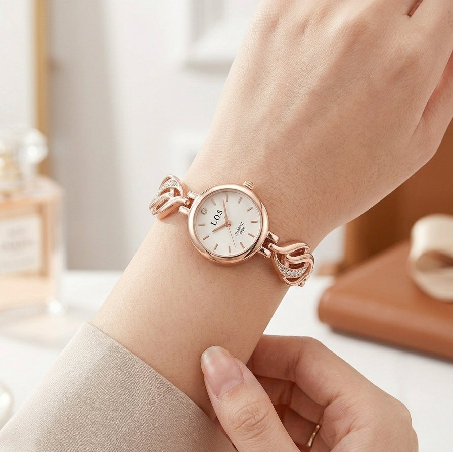 Rose Gold Crystal Bracelet Watch