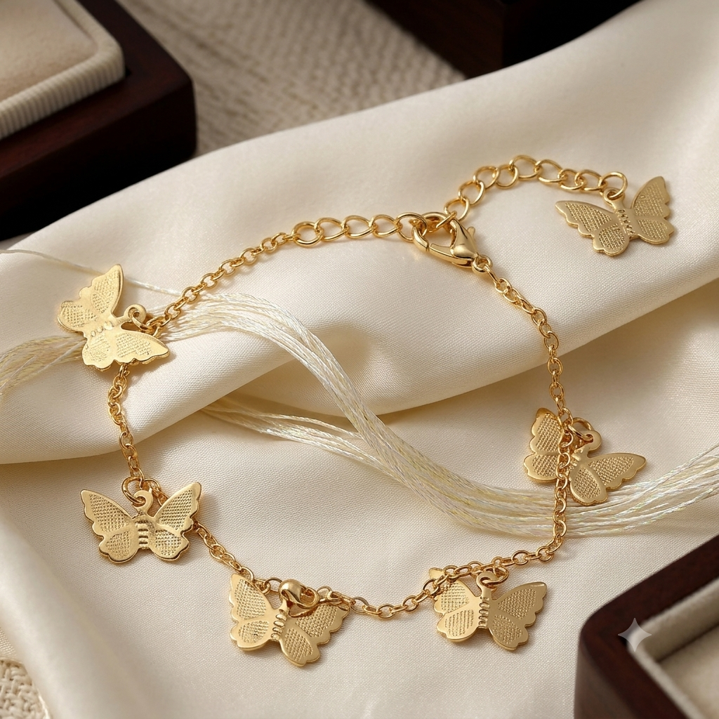 Golden Butterfly Charm Bracelet – Women's Alloy Jewelry