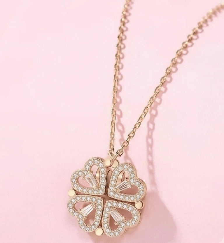 Gold Plated 4 Leaf Clover Heart Necklace