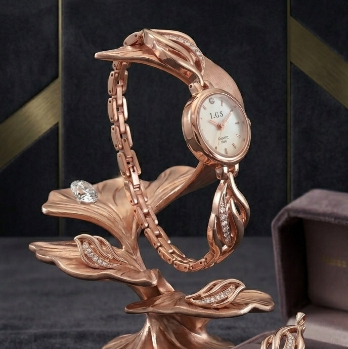 Rose Gold Crystal Bracelet Watch