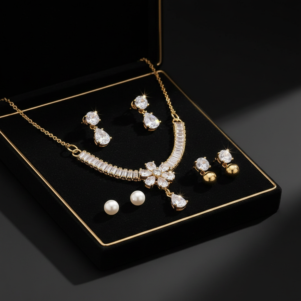 Crystal Flower Necklace Set